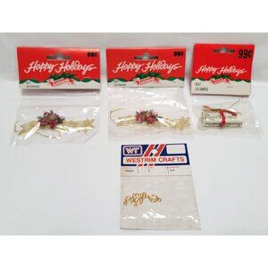 Lot of 4 VTG Leewards Happy Holidays Music Ornaments Westrim Crafts Connectors